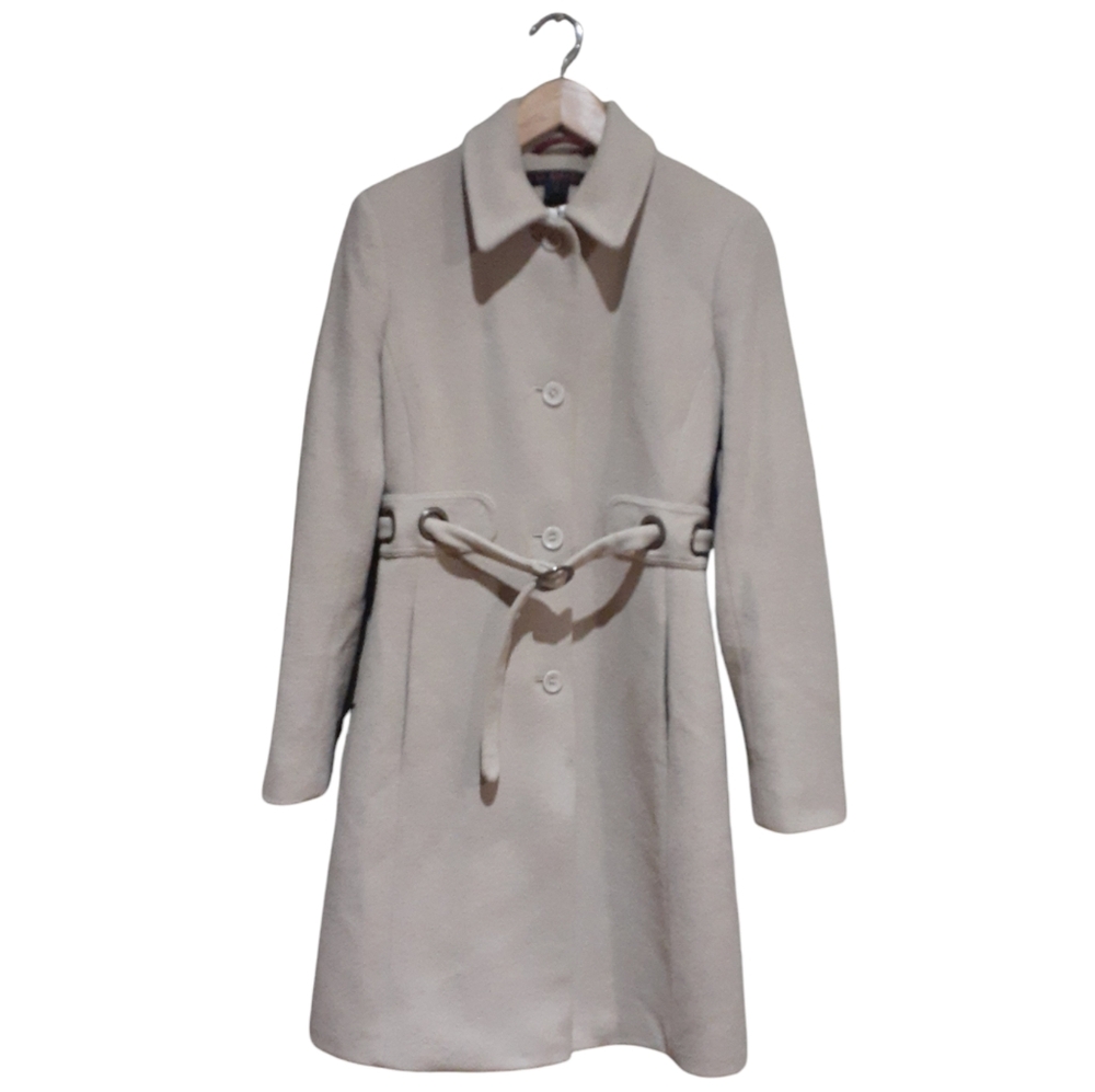 Via Spiga Women's Belted Pea Coat Wool Cashmere Blend Caramello Size 4